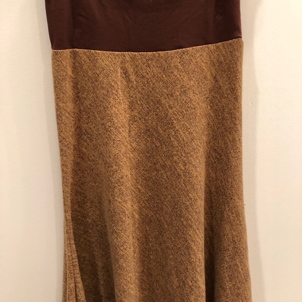 Asymmetrical 2 tone brown skirt XS - Picture 2 of 5